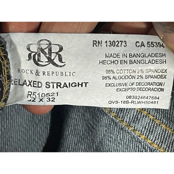 Rock & Republic Mens Relaxed Straight Leg Jeans Medium Wash Blue 32x32 R510521 - Picture 5 of 10